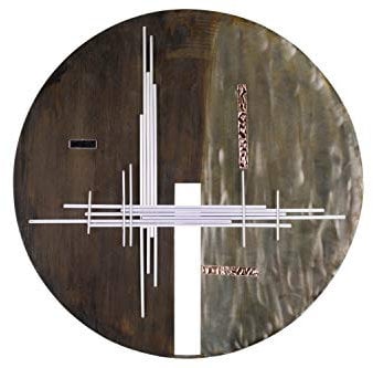 KunstLoft Wanddeko Metall | 100% HANDGEFERTIGT | 61x61x5,5cm | Wandbild Metall 'Zeichen der Zeit' | Abstrakte Skulpturen | Braun Silber | Wandskulptur | Metalldeko Wand Wohnzimmer