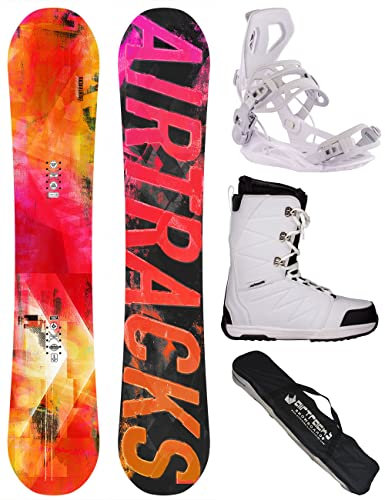 Airtracks Damen Snowboard-Set Freestyle Freeride Morioirs Lady Flat Rocker 147 + Snowboard Bindung Master W + Snowboardboots Star W 41 + Sb Bag