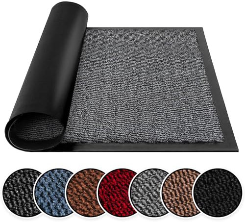 BLADO Washable Door Mats - Non-Slippery Heavy Duty Doormats - Stylish & Large Rubber Door Mat - Perfect Dust Grabbing Outdoor & Indoor (Grey, 90cm x 120cm)