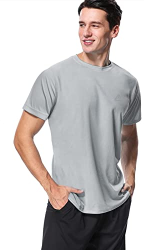 MeetHoo Men’s Rash Vest, Rash Guard UV T Shirt UPF 50+ Top Sun Protection Short Sleeve Tee for Surfing Running Swimming Gray