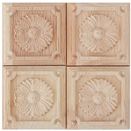 Jadeshay Appliques en Bois - 4Pcs Vintage Non Peint en Bois sculpté Coin Onlay Cadre Applique pour la décoration de Meubles(C)