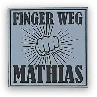 die stadtmeister Kühlschrankmagnet Finger Weg - Mathias (BZW. Wunschname) Silber