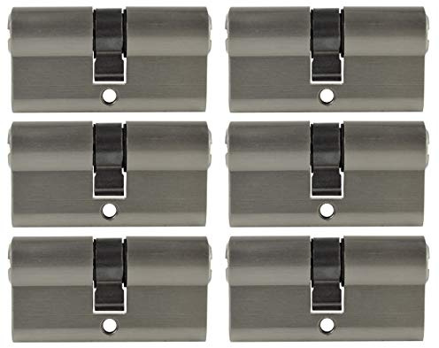 Lot de 6 cylindres profilés 60 mm 30/30 30 clés pour porte, cylindre de serrure à fermeture identique