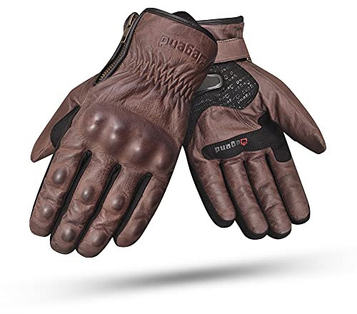 DEGEND INDUS | Winter Motorradhandschuhe Herren - Atmungsaktive Leder Motorrad Handschuhe Herr mit Futter, Braun, L