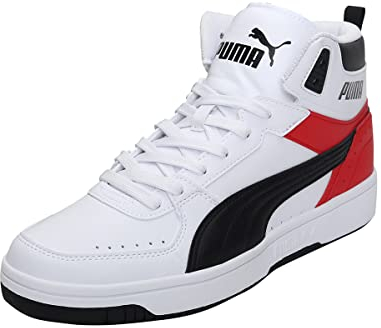 Puma Unisex Rebound Joy Sneaker, White Black-High Risk Red, 44.5 EU