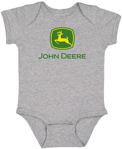 JOHN DEERE INFANT Oxford Grey Polyester/Cotton Logo Short Sleeve Snap Onesie (12 Months)