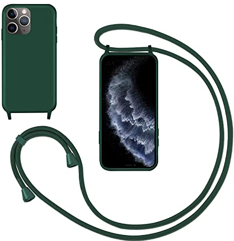 GoodcAcy Handykette Handyhülle für iPhone 11 Pro,Smartphone Necklace Hülle mit Band Schutzhülle mit Kette zum umhängen Halskette Flüssig Silikon Case für iPhone 11 Pro,Grün