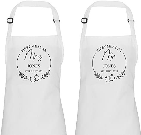 Personalised Wedding Apron, First Meal as Mr & Mrs, Bride Apron, Groom Apron, Wedding Cover Up, Dress Protector, Bride Gift, Wedding Day, Bridal Shower Gift