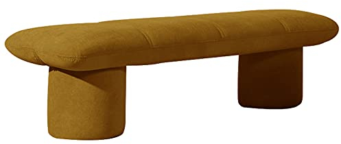 0℃ Outdoor Sitzhocker Schminkhocker aus Samt Sitzwürfel Aufbewahrungsfußhocker, Samtstoff Quadrat Fußbank, Modern, Elegantes Design, Pouf aus Couch Hocker, Bis 150kg Belastbar,Gelb,113x34x33cm