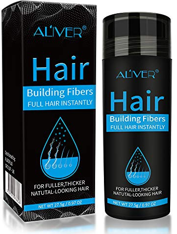 ELAIMEI Black Hair Fibers for Thinning Hair, Natural Formula, Unscented Powder, Black, Unisex Adult, Men & Women