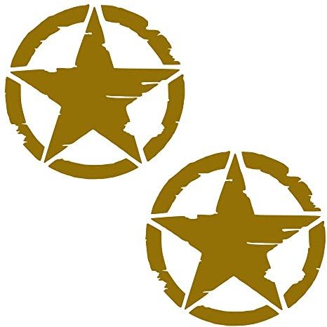 RP GRAFICA Set 2 Adesivi Stella Militare Distrutta US Army Varie Dimensioni 4x4 off Road 10 cm 15 cm 20 cm 25 cm per Auto (Oro, 10 cm)