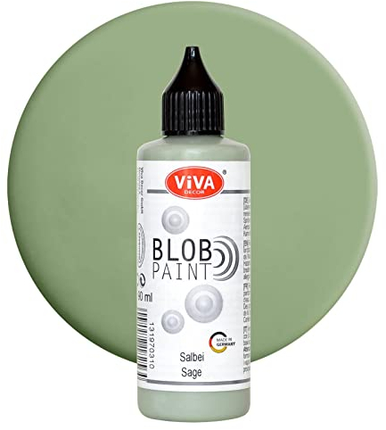 Viva Decor Blob Paint (Salbei, 90 ml) gebrauchsfertige Blob Painting Farben mit Eigenschaften von Acrylfarbe - Dot Painting Art, Dotting Tool für Leinwand, Mandala uvm. - Made in Germany