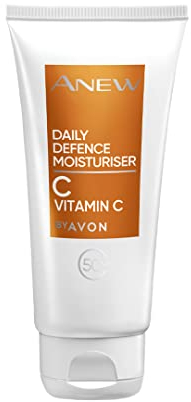 Avon Anew Daily Defence Vitamin C 50 ml, LSF 50, revitalisiert das Aussehen stumpfer Haut mit 24-Stunden-Feuchtigkeit, nicht fettend und ölfrei, tierversuchsfrei