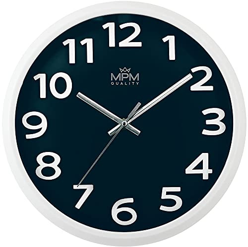 MPM Quality Kunststoff-Wanduhr, Design Wanddekoration, Quarz-Uhrwerk mit reibungslosen Ablauf Sweep, Mineralglas, schöne Wanddeko, Dekoration für jeden Raum Wohnzimmer, Schlafzimmer, Küche, Büro