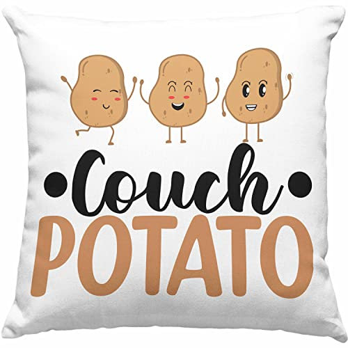 Trendation - Couch Potato Kissen Geschenk für Faule Sofa Chiller Geschenkidee Lustiger Spruch für Faulpelz Dekokissen mit Füllung 40x40 (Blau)