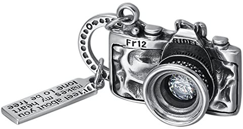 RobertDTesta Men's Camera Pendant Necklace, Vintage S925 Sterling Silver Camera Pendant Necklace,Silver,Single pendant