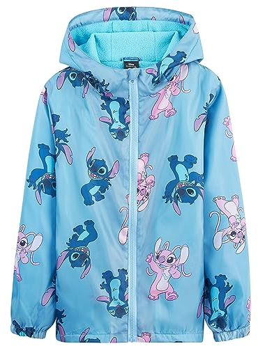 Disney Stitch Impermeabile Bambina - Giacca Antipioggia per Bambine e Ragazze 4-14 Anni Giacca Bimba con Rivestimento in Pile Abbigliamento Bambina Angel Stitch (Blu, 5-6 anni)