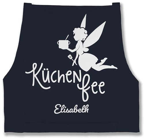 Schürze - Damen Frauen - Küchenfee mit Name I Kochschürze Küchenfee - 85x69 - Navy Blau - personalisierte geschenke küche kochschuerze koch kochschürzen küchenfee+schürze schürtze kochen
