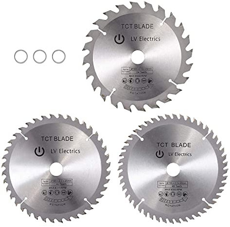 Bohaner 3PCS For Bosch Dewalt 165mm Circular Saw Blade Disc Bore TCT Cutting 24T 40T 48T