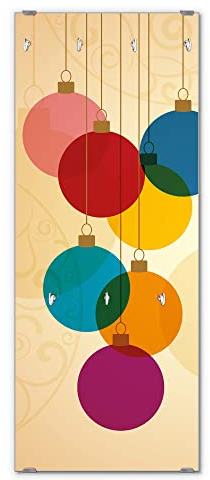 banjado® Wandgarderobe aus Echtglas/Design Garderobe 50 x 125 cm groß/Flurgarderobe mit 7 Haken/Beschreibbares Garderobenpaneel Motiv Bunte Kugeln