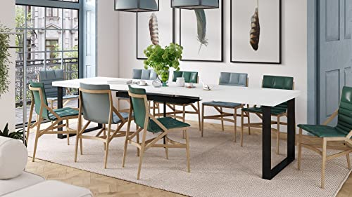 Mazzoni Design Esstisch Avella Tisch ausziehbar 160 bis 310 cm, Farbe:Weiß matt - Schwarz matt