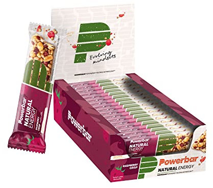 Power Barr Natural Energy Cereal Raspberry Crisp 18x40g - Vegan Carbohydrate Energy Bar + Magnesium