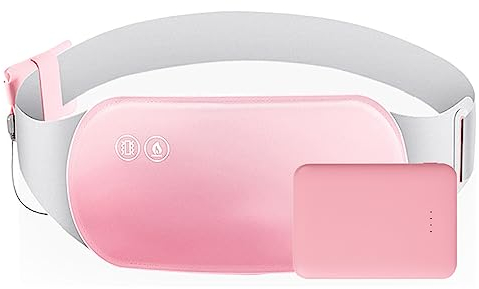 FONPOO Wärmegürtel für Periode und Rücken gegen Krämpfe, 3 Temperaturmodi & 3 Massage Vibrat, USB Wiederaufladbar Waschbar - Tragbares Menstruations Heizkissen