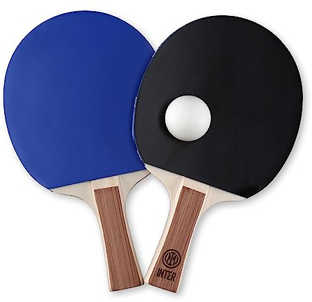 Inter - Racchette da Ping Pong con Logo dell'Intera e set due palle - Ideale come Regalo per Bambini e Adulti Interisti - Prodotto Ufficiale Inter