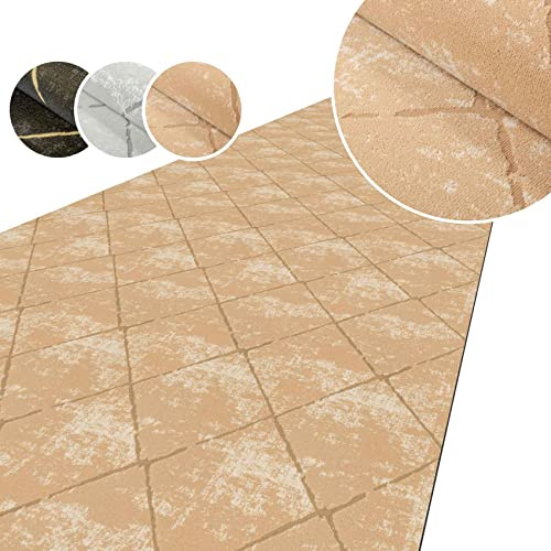 ANRO Teppich Läufer Küchenteppich Küchenläufer Flur Läufer Küche rutschfest anpassbar Weich Velours Beige 240x120cm