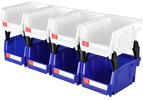 Storage Organizer Bins,Wall Mount Storage Parts Rack,Stackable Shop Tool Bins for store Screws,Small Parts,Office Supplies and other Accessories(8 Pack)