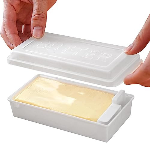 fanelod Mantequilla con Tapa, bambú para Mantequilla, Recipiente Almacenamiento Mantequilla Desmontable, Mantequilla plásticoo para Almacenamiento en refrigerador