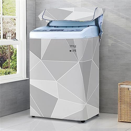 Odot Waschmaschinenabdeckung Toplader Geometrie Pflanze Staubdichte wasserdichte Sonnenfest Abdeckungen für Waschmaschine Trockner, Waschtrocknerabdeckung Passend für Top (Grau,XXL(12.5kg))