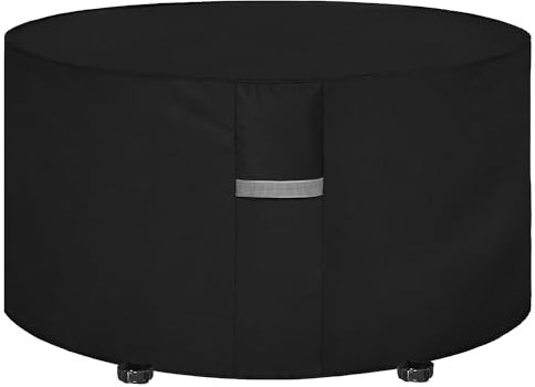 Dokon Garden Furniture Covers Waterproof Heavy Duty 600D Oxford Fabric Garden Table Cover with Air Vent Windproof Anti-UV Outdoor Table and Chairs Covers, Patio Set Cover Round (Ø102x71cm) - Black