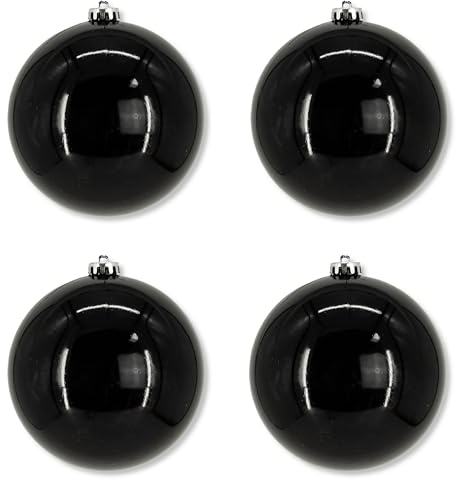 Weihnachts-Kugel XXL Ø 15cm - 4 Stück schwarz glänzend Christbaumschmuck Deko Kugel