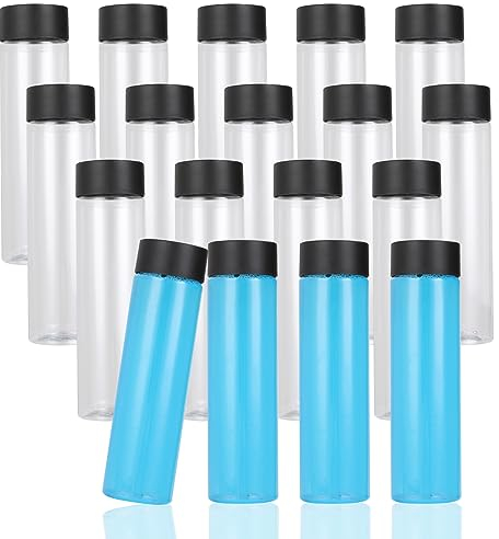 DAJAVE Lot de 18 Bouteille Sensorielle 500 ML à Remplir Bouteille Plastique Réutilisables Bouteilles Transparentes pour Smoothie pour le Thé, Petite Bouteille Plastique Bouteilles Sensorielles