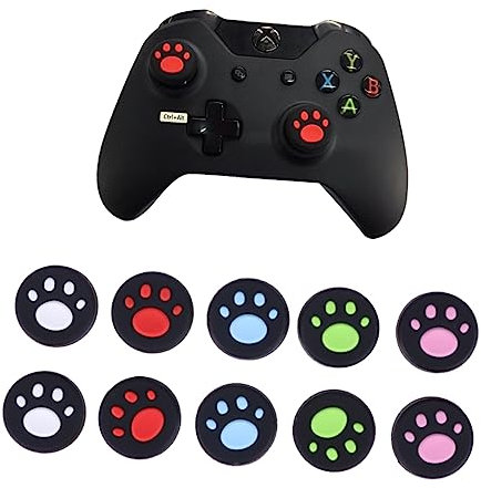 SAFIGLE 10pcs Silicone Cat Paw Claw Rocker Caps Non-slip Grip Covers for Enhanced Gaming Performance Durable and Comfortable Silicone Protection Sleeves White Pink Red Blue