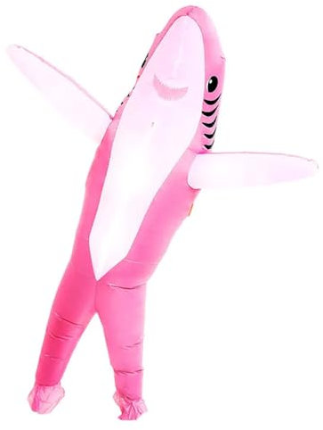 FXICH Costumes requin gonflables,Costume requin adulte Halloween costume de carnaval fête shark costume (costume de requin gonflable rose)