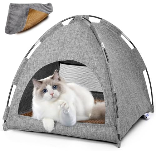 Nobleza Cat Tent & Cave - Detachable, Breathable Kitten Bed Tent with Removable Cushion for Indoor/Outdoor Use