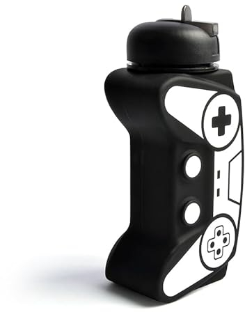 Wolobox Botella Agua Silicona Videojuego Joystick - Cantimplora Niños, Niñas y Adultos Compacto Libre de BPA Resistente Capacidad 600ml Exterior Portable Juegos Escolar Apta Lavavajillas