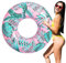 MoKo Schwimmringe Erwachsene, Aufblasbar Schwimmreifen Wasserspielring, Groß 107 cm Schwimmring Luftmatratze Pool Spielzeug Wasserspielzeug für Strand Schwimmbad Draußen Sommer, Rosa & Grünes Blatt