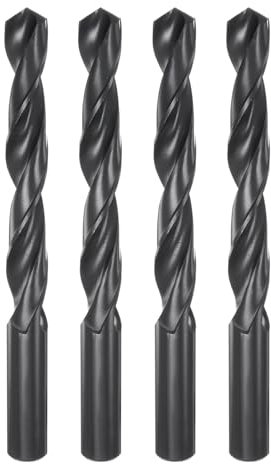 QUARKZMAN 4 Stück Spiralbohrer, 17,5 mm (11/16 Zoll), nitridbeschichteter Schnellarbeitsstahl (HSS), 4241 Spiralbohrer für Edelstahl, Kupfer, Aluminium, Legierung, Schwarz