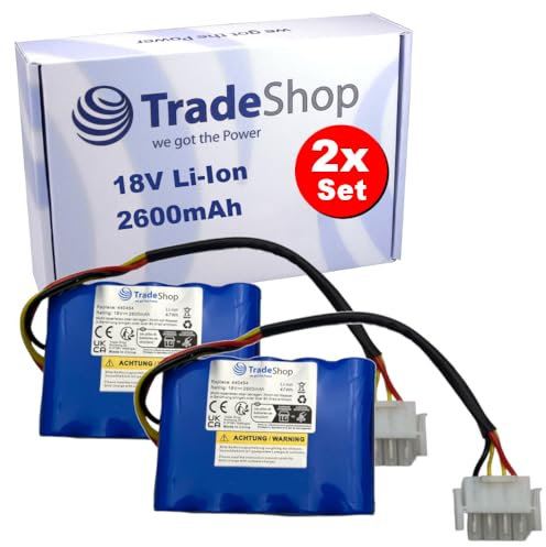 Trade-Shop Lot de 2 batteries Li-ion 18 V / 2600 mAh / 47 Wh compatibles avec AL-KO 440454 441154 442175 440629 442196 442632, compatibles avec Karcher 6.445-098.0