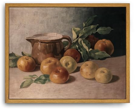 Roslynity Gerahmte Leinwand, Wandkunst, Vintagedruck, Ölgemälde mit Äpfeln, rustikales Obst-Bauernhaus, ästhetisch, Retro, für Zuhause, Wohnzimmer, Badezimmer, Küche, Wanddekoration (20,3 x 25,4 cm)