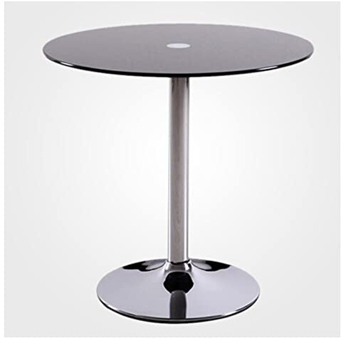 Bistrotisch, runder Sockeltisch mit Glasplatte, Küchen-Esstisch aus Glas, 60/70/80 cm, moderner runder 2-4-Sitzer-Frühstücks-Bistrotisch mit Chromsockel (Größe: 60 cm, Farbe: Schwarz)