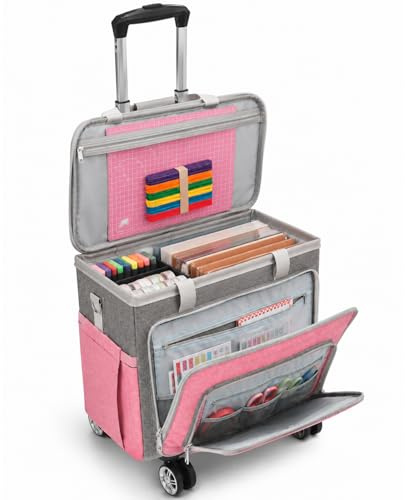 FINESUN Rolling Teacher Bag with Detachable Dolly Multifunctional Briefcase Wheeled Bag for Work,Teaching,Office,Craft Rolling Tote