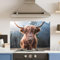Premium (w)90cm x (h)65cm Highland Cow Glass 6mm Kitchen Splashback Heat Resistant Toughened Polished Edges - Back Splash Back Coloured Hob Painted Tempered Splashback