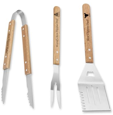 Ensemble d'outils de barbecue personnalisés, accessoires indispensables pour griller et barbecue, cadeau idéal pour la fête des pères, papa, grand-père, accessoires de barbecue pour homme, cadeau de