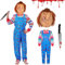 Yearsahrk Chucky Kostüm Kinder Halloween Chucky Maske Jumpsuit Plastikmesser Karneval Halloween Kostüm Cosplay Requisite für Jungen Mädchen