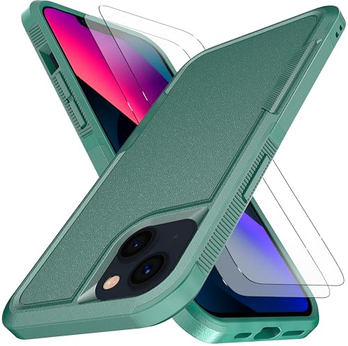 KaiMai for iPhone 13 Pro Max Case, [10 FT Military Grade Drop Protection] [Non-Slip] [2 pcs TPE HD Screen Protector] Heavy Duty Full-Body Shockproof Case for iPhone 13 Pro Max 6.7“-Green
