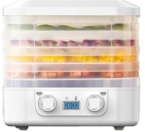 Disidratatore Alimentare a 5 Vassoi, Essiccatore Elettrico per Frutta e Carne, Disidratatore Alimentare Senza BPA con 35-75 ℃ Regolabile e Timer 48 Ore per Manzo, Frutta, Snack per Cani, Essiccazion